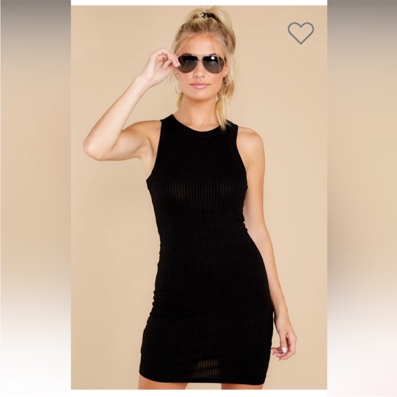 THROUGH THE YEARS BLACK Ribbed Knit DRESS S/M - Picture 5 of 10